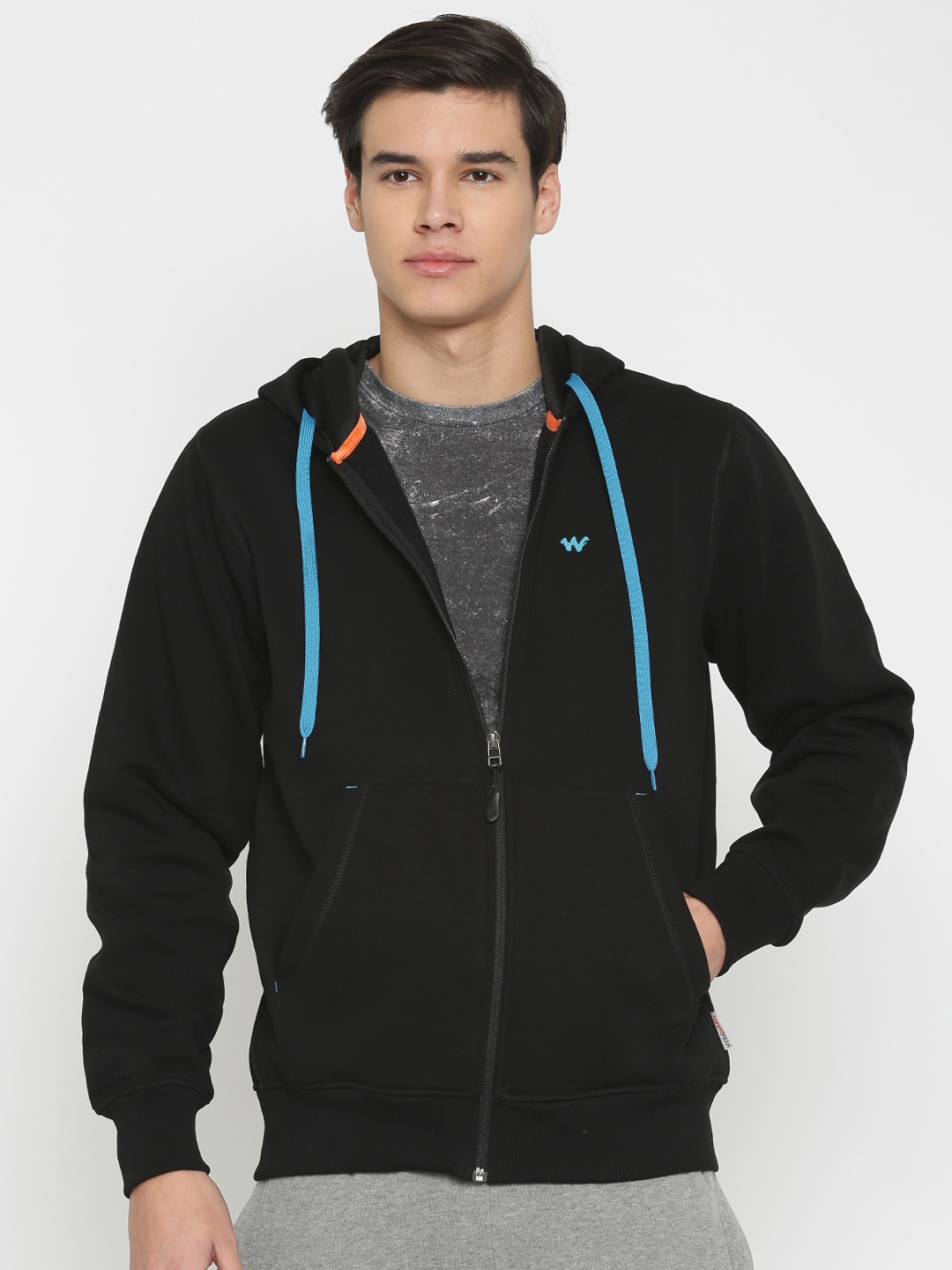 

Wildcraft Men Black Solid Front Open Zip Hoodie Sweatshirt