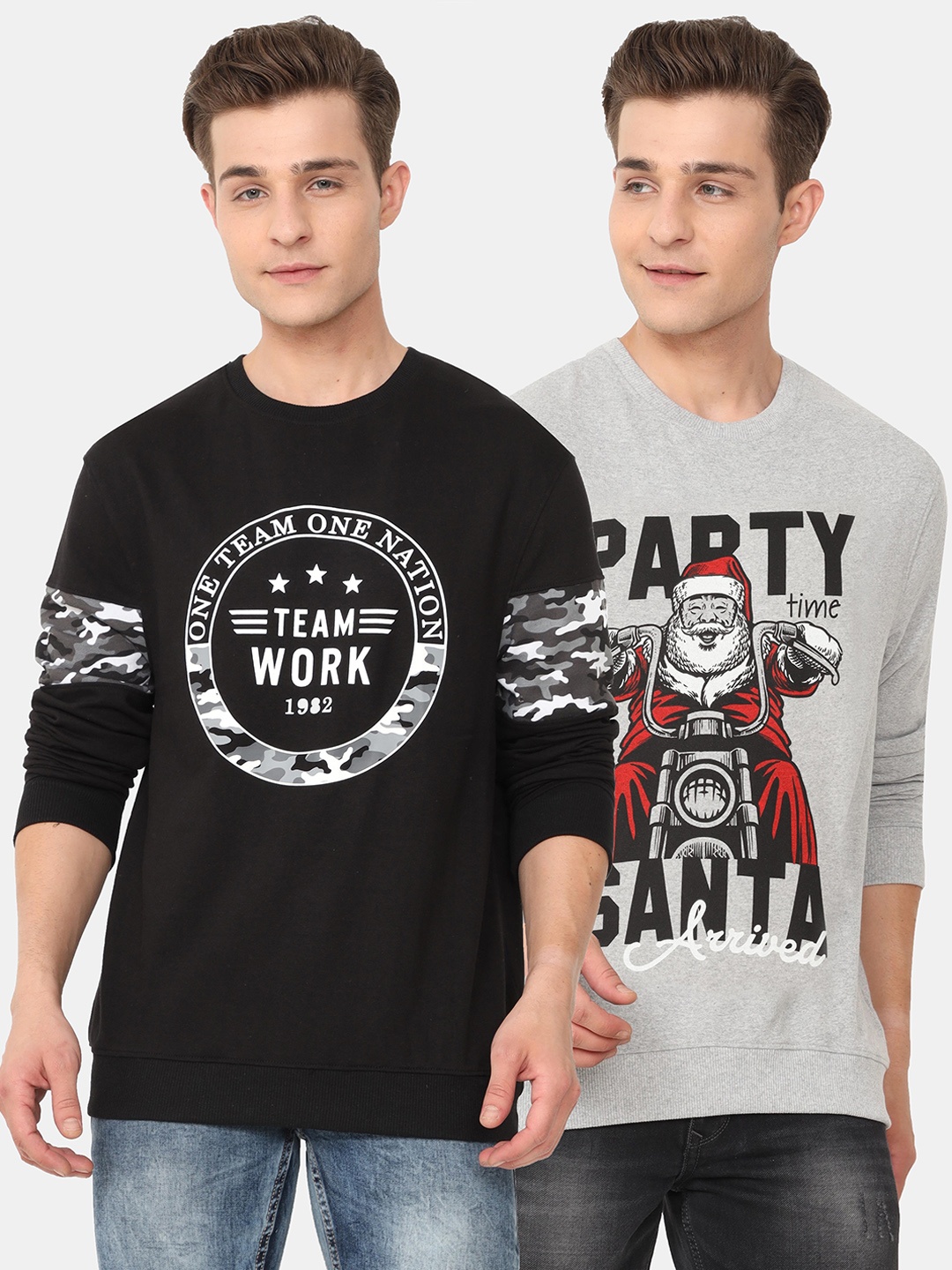 

ARDEUR Men Pack Of 2 Multicoloured Printed Sweatshirt, Multi