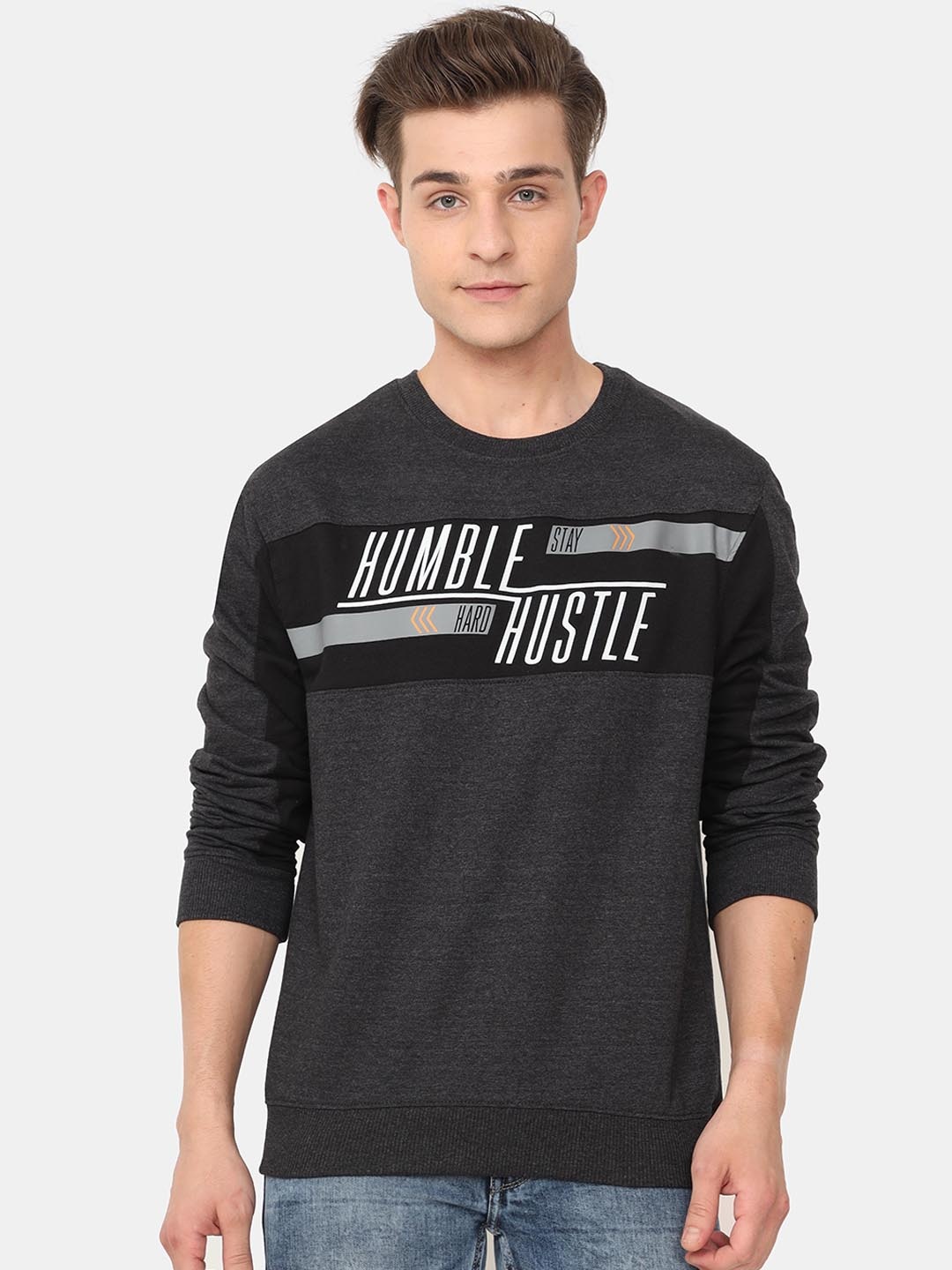 

ARDEUR Men Charcoal Printed Sweatshirt