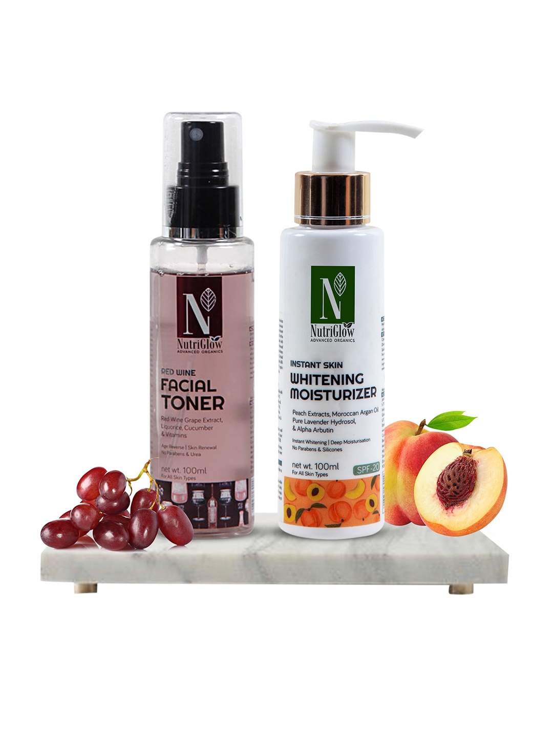 

NutriGlow Advanced Organics Red Wine Facial Toner (100ml) and Moisturizer SPF 20 (100ml), Multi