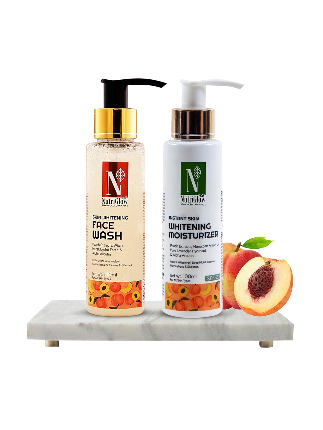 

NutriGlow Advanced Organics Skin Whitening Face Wash and Moisturizer SPF 20, Multi