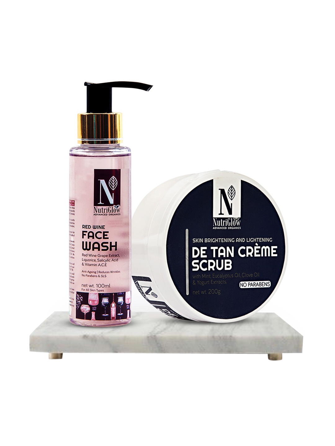 

NutriGlow Advanced Organics Red Wine Face Wash (100ml) and De Tan Scrub (200gm), Multi