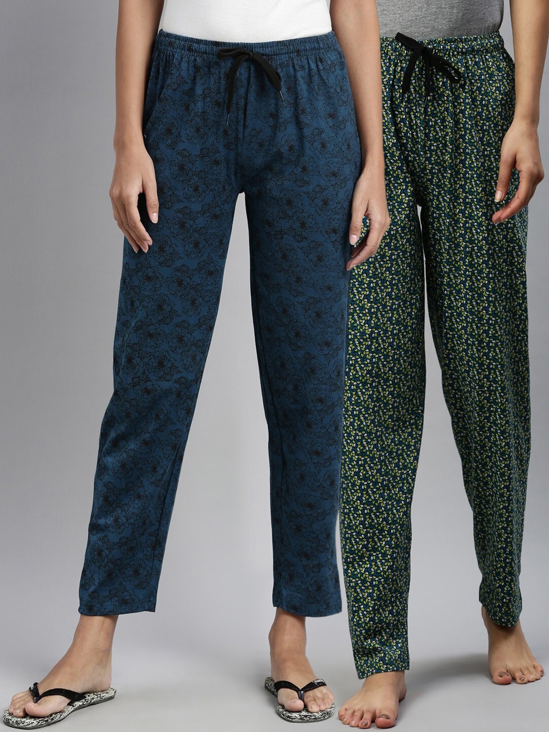 

Kryptic Women Black & Teal Pack of 2 Cotton Lounge Pants