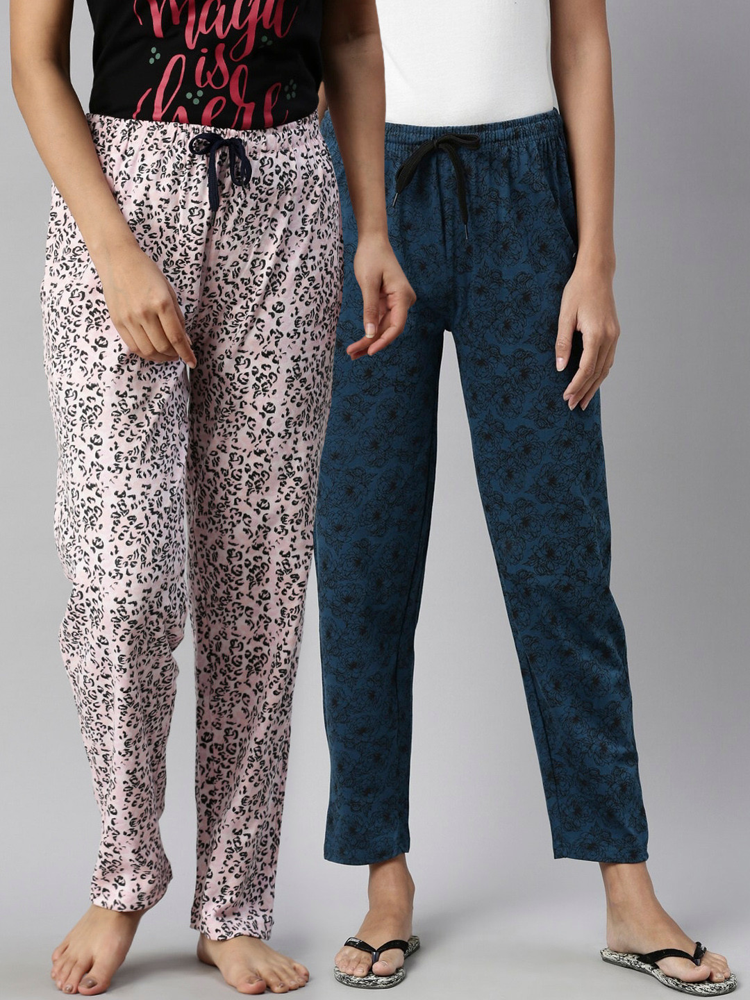 

Kryptic Women Set of 2 100% Cotton Full Length Lounge Pants, Teal