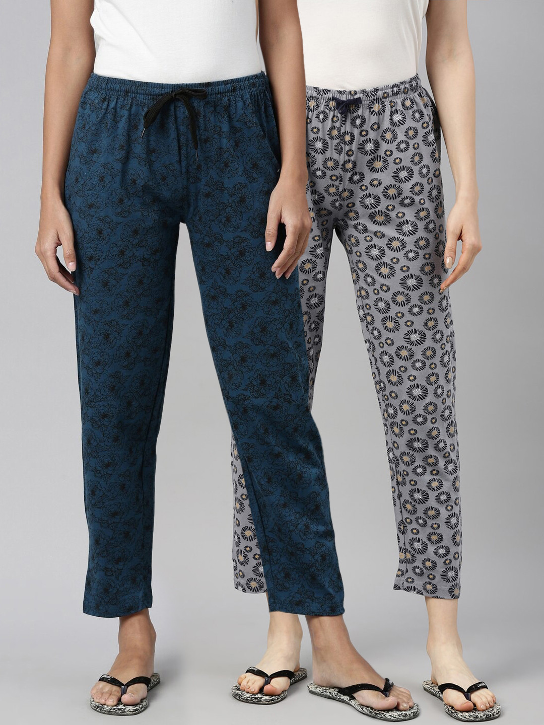 

Kryptic Women Teal & Grey Pack of 2 Cotton Lounge Pants