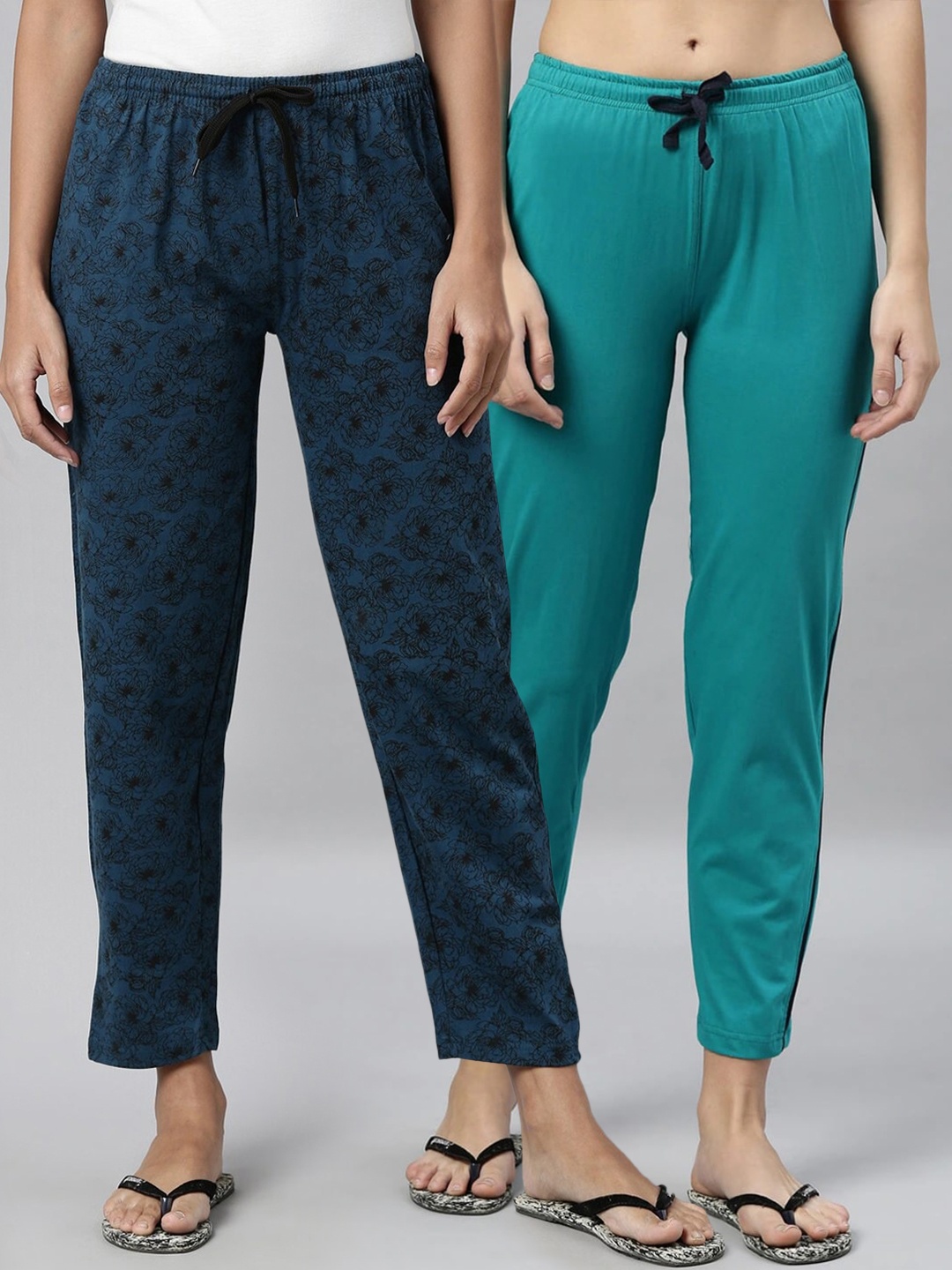 

Kryptic Women Pack of 2 Cotton Lounge Pants, Teal