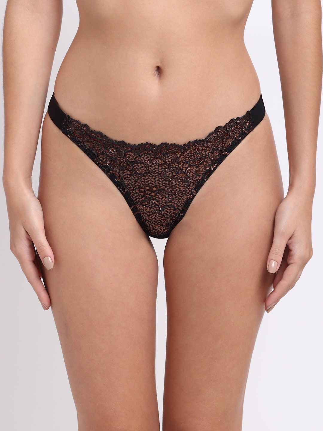 

EROTISSCH Women Black Self Design Thongs