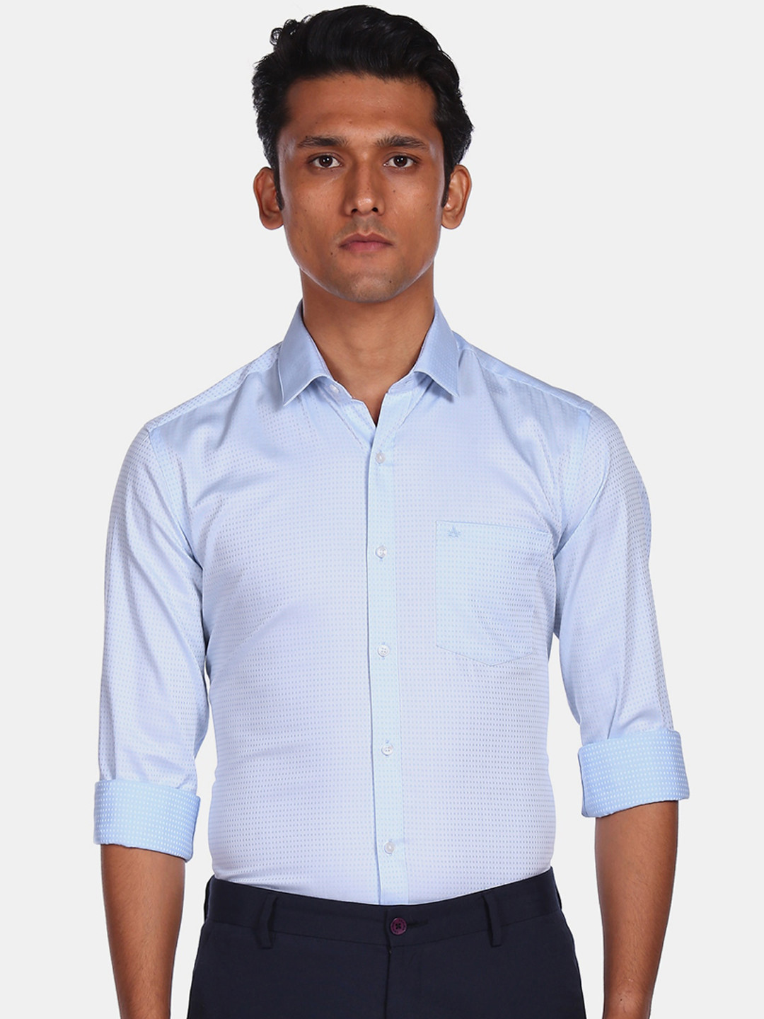 

Arrow Men Blue Pure Cotton Textured Slim Fit Formal Shirt