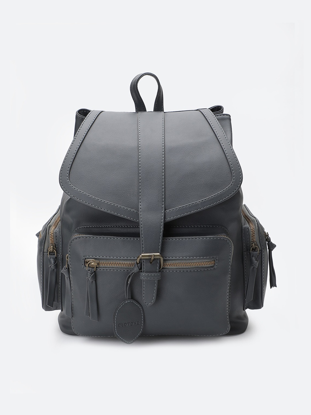 

Clotche Women Steel Grey PU Oversized Structured Solid Backpack