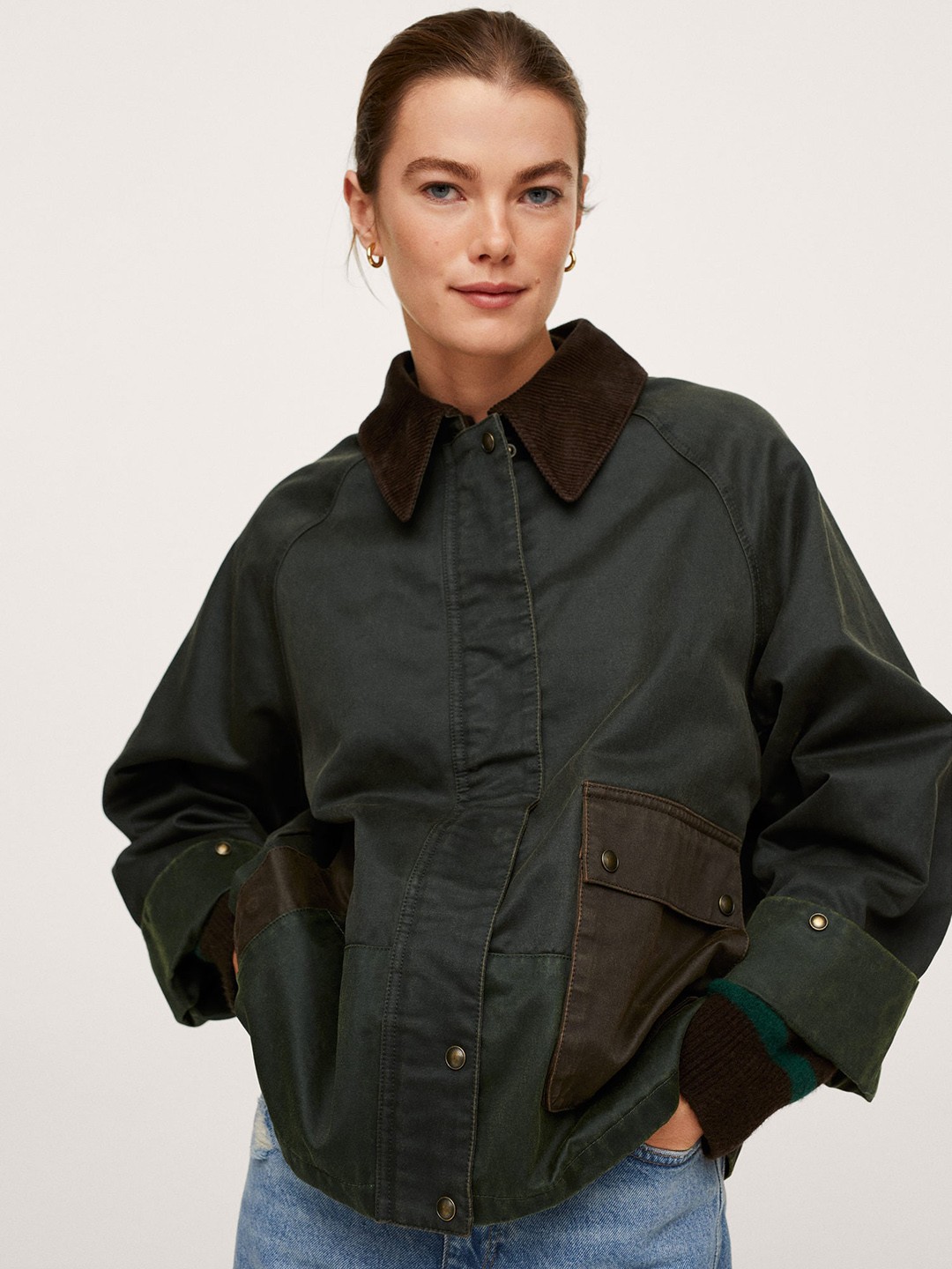 

MANGO Women Olive Green Solid Tailored Jacket