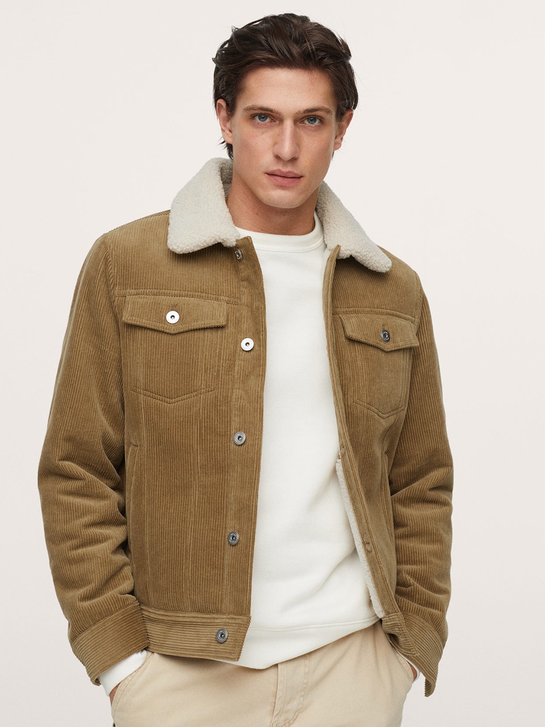 

MANGO MAN Men Brown Solid Tailored Jacket