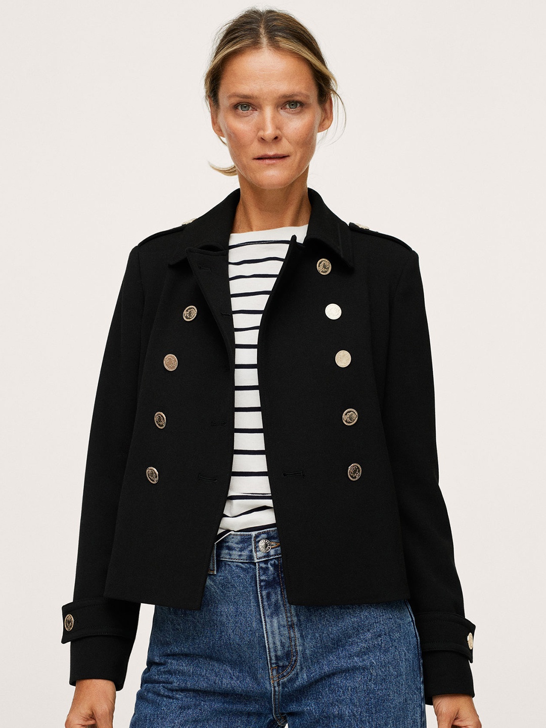 

MANGO Women Black Solid Tailored Jacket