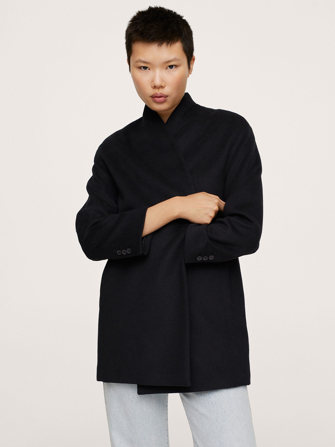 

MANGO Women Black Solid Over Coat
