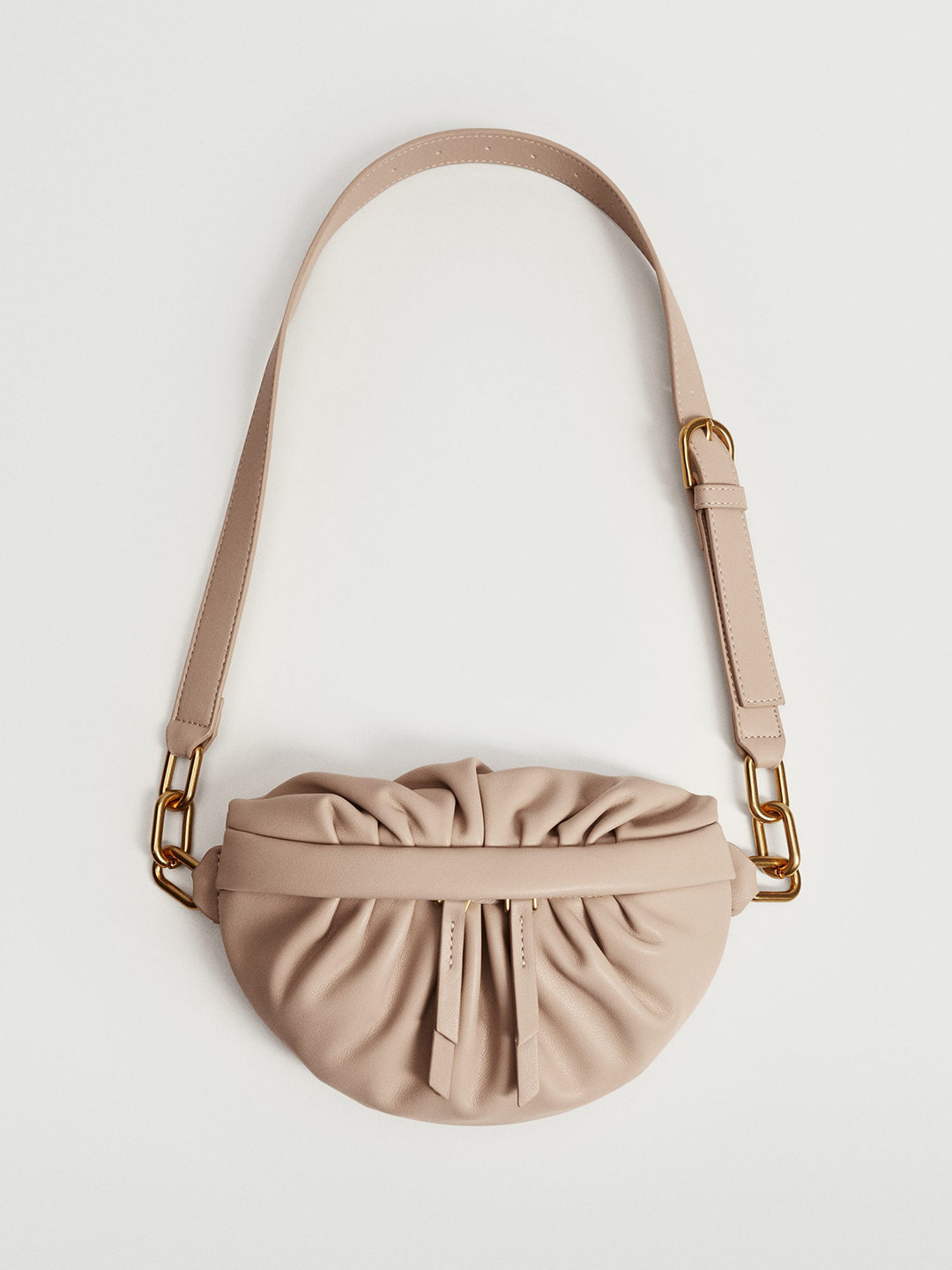 

MANGO Women Beige Solid Waist Pouch with Pleated Detail