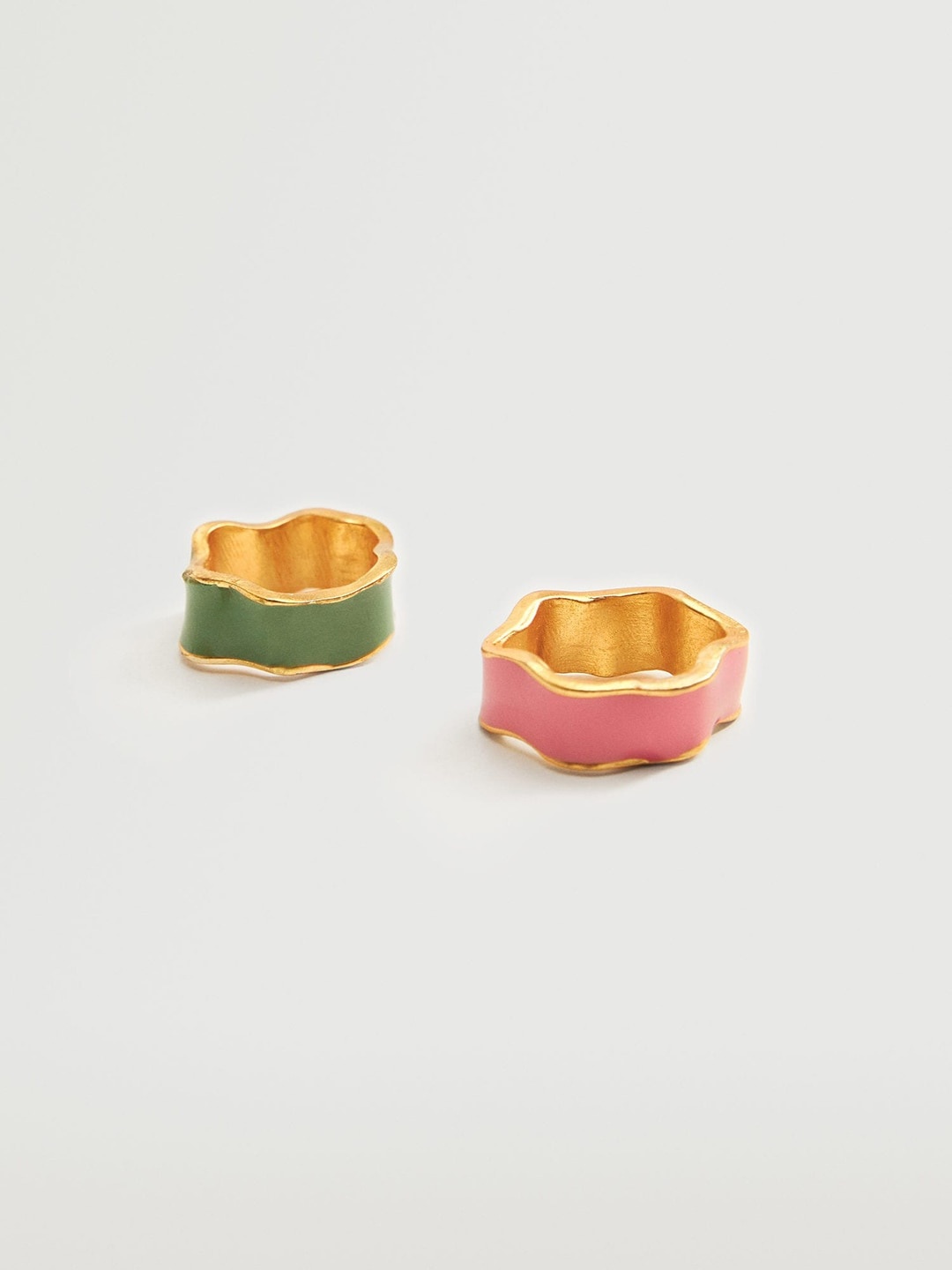 

MANGO Women Set of 2 Enamelled Finger Rings, Pink