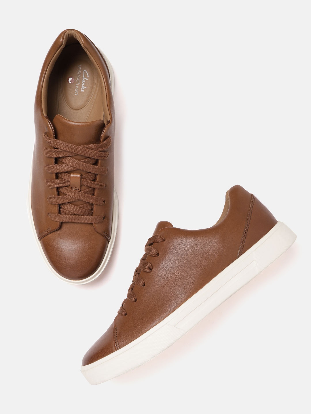 

Clarks Men Brown Solid Leather Sneakers