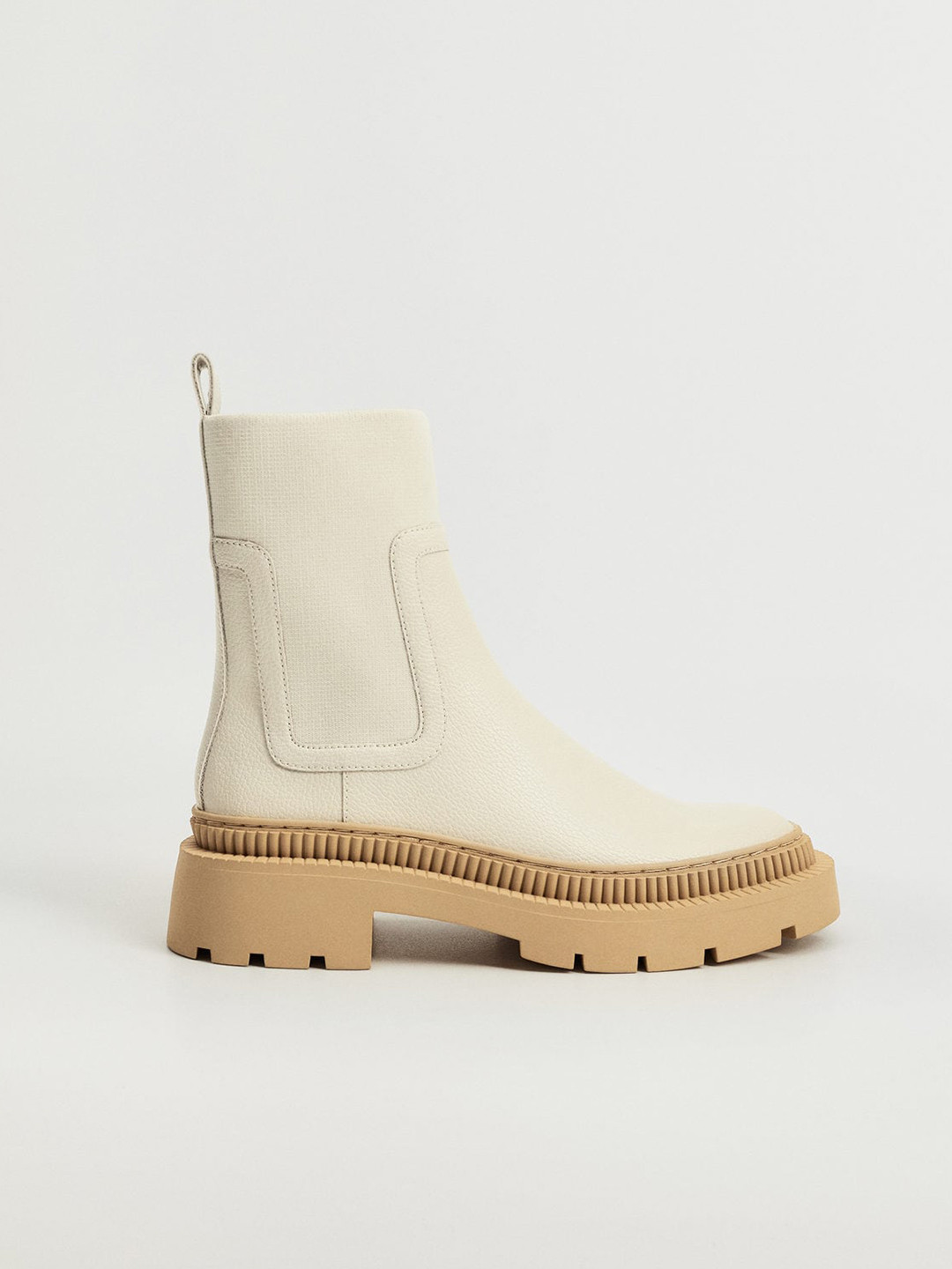 

MANGO Women Off-White Solid Platform Heeled Boots