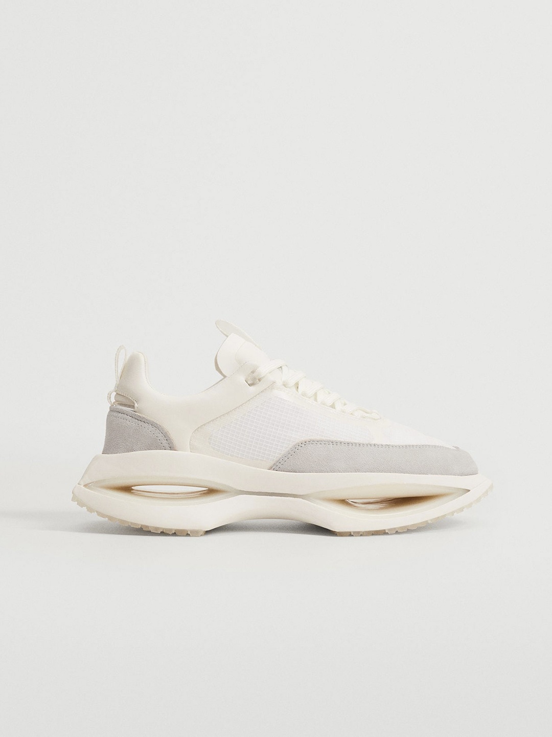 

MANGO MAN Men White Self Checked Chunky Sneakers