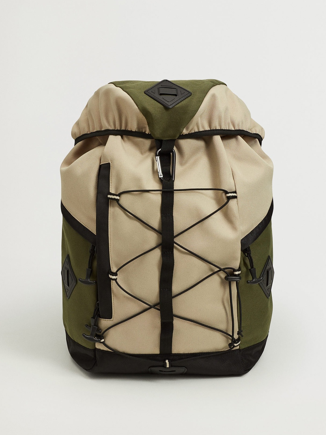 

MANGO MAN Men Beige & Green Colourblocked 15" Laptop Backpack