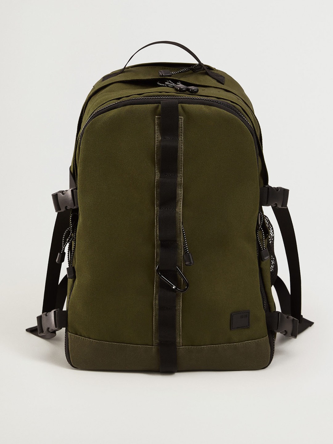 

MANGO MAN Men Olive Green Solid 14" Laptop Backpack with Compression Straps