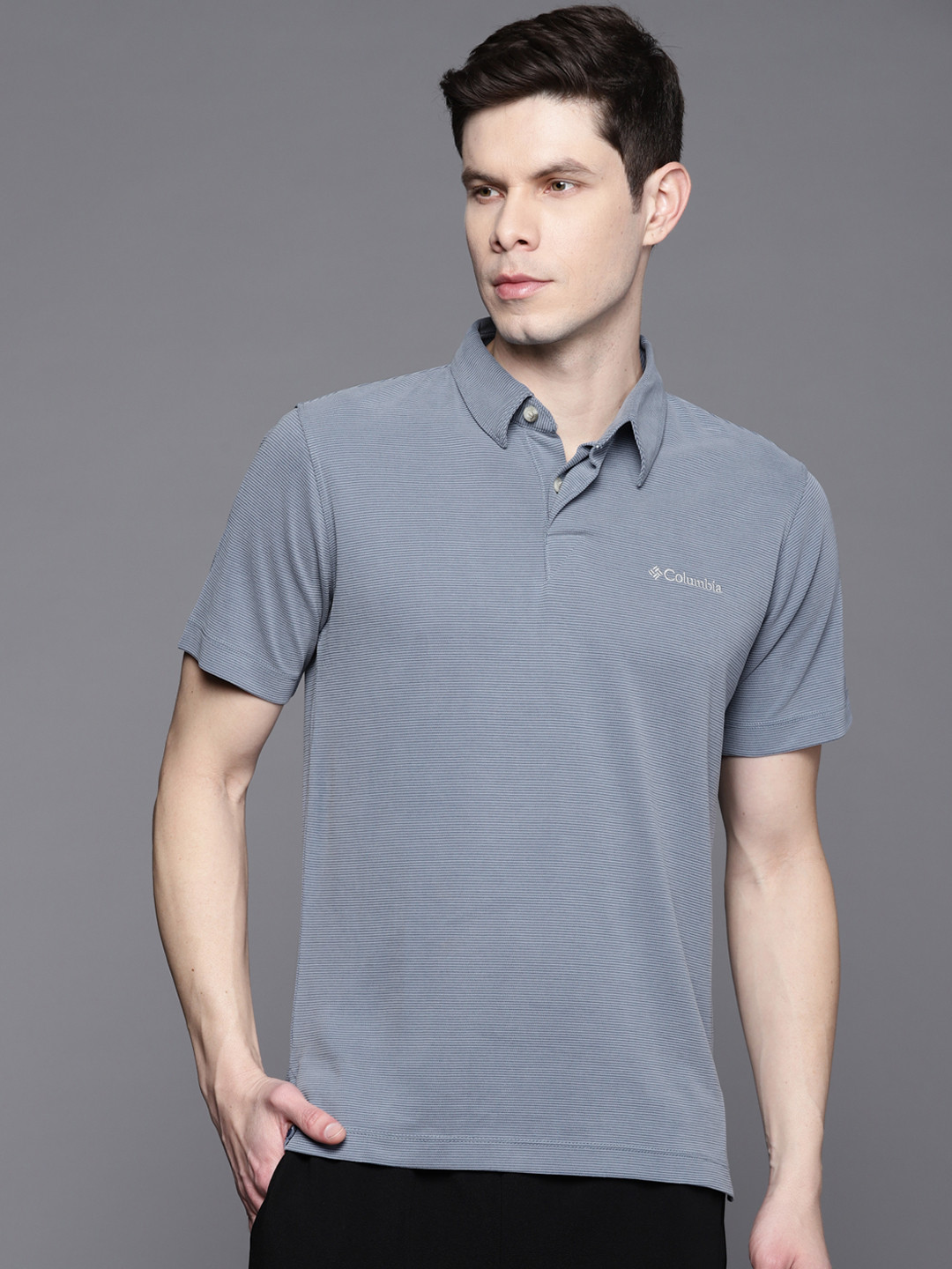 

Columbia Men Blue Sun Ridge Polo Collar T-shirt
