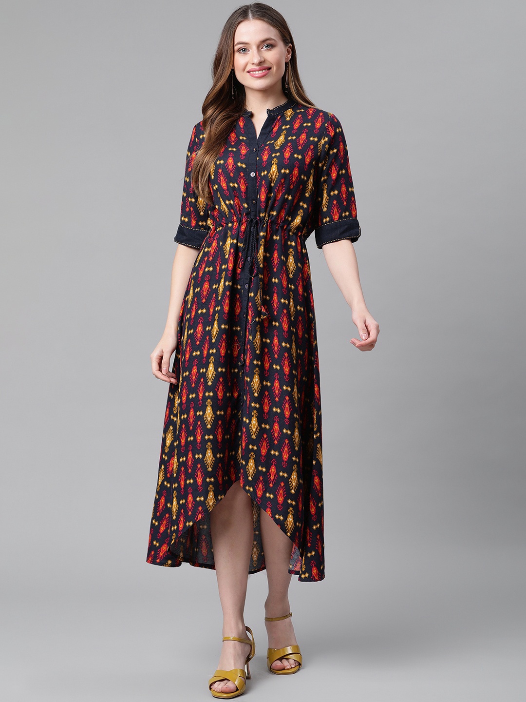 

Rangriti Women Navy Blue A-Line Midi Dress