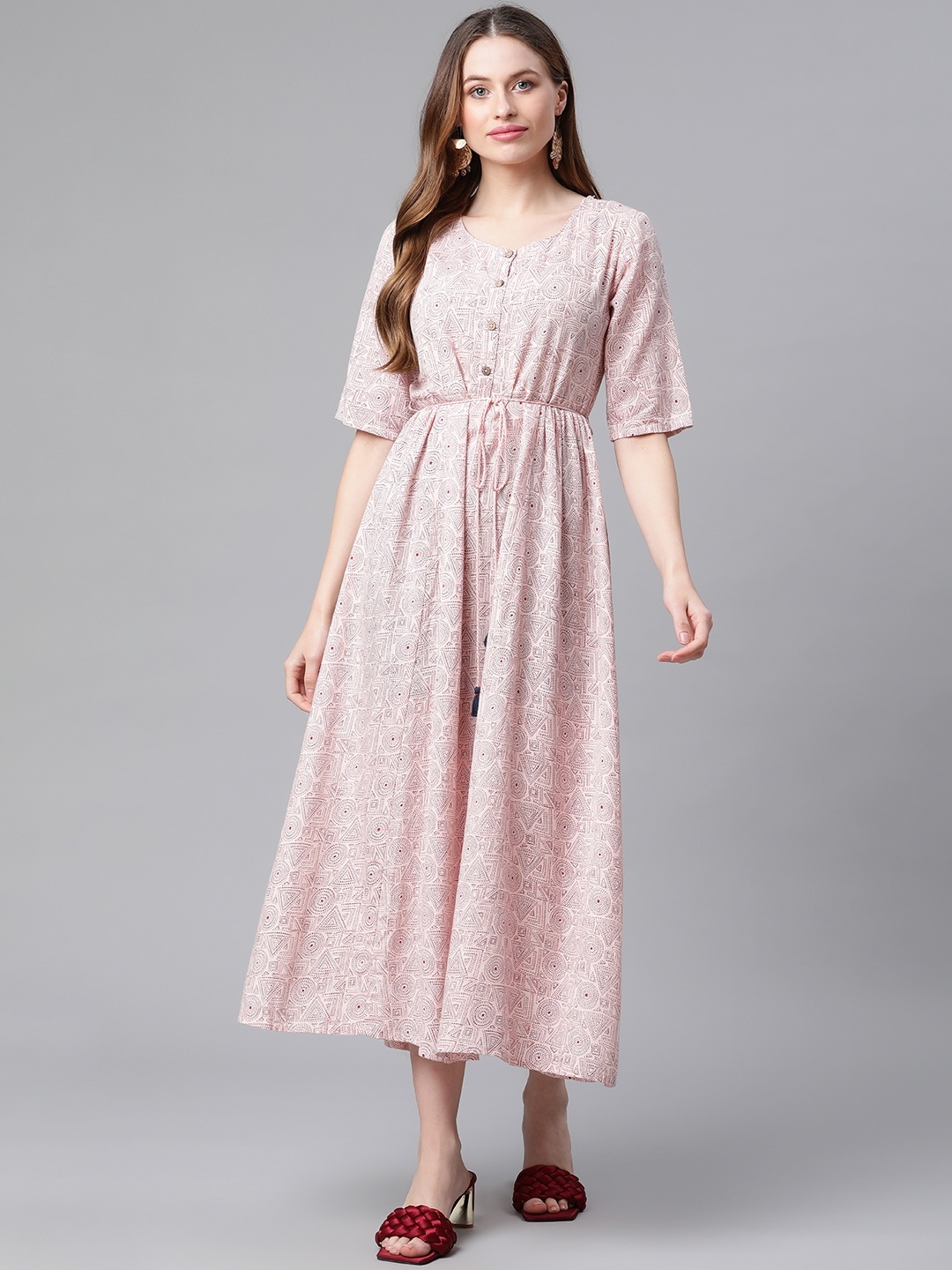 

Rangriti Women Beige Maxi Dress