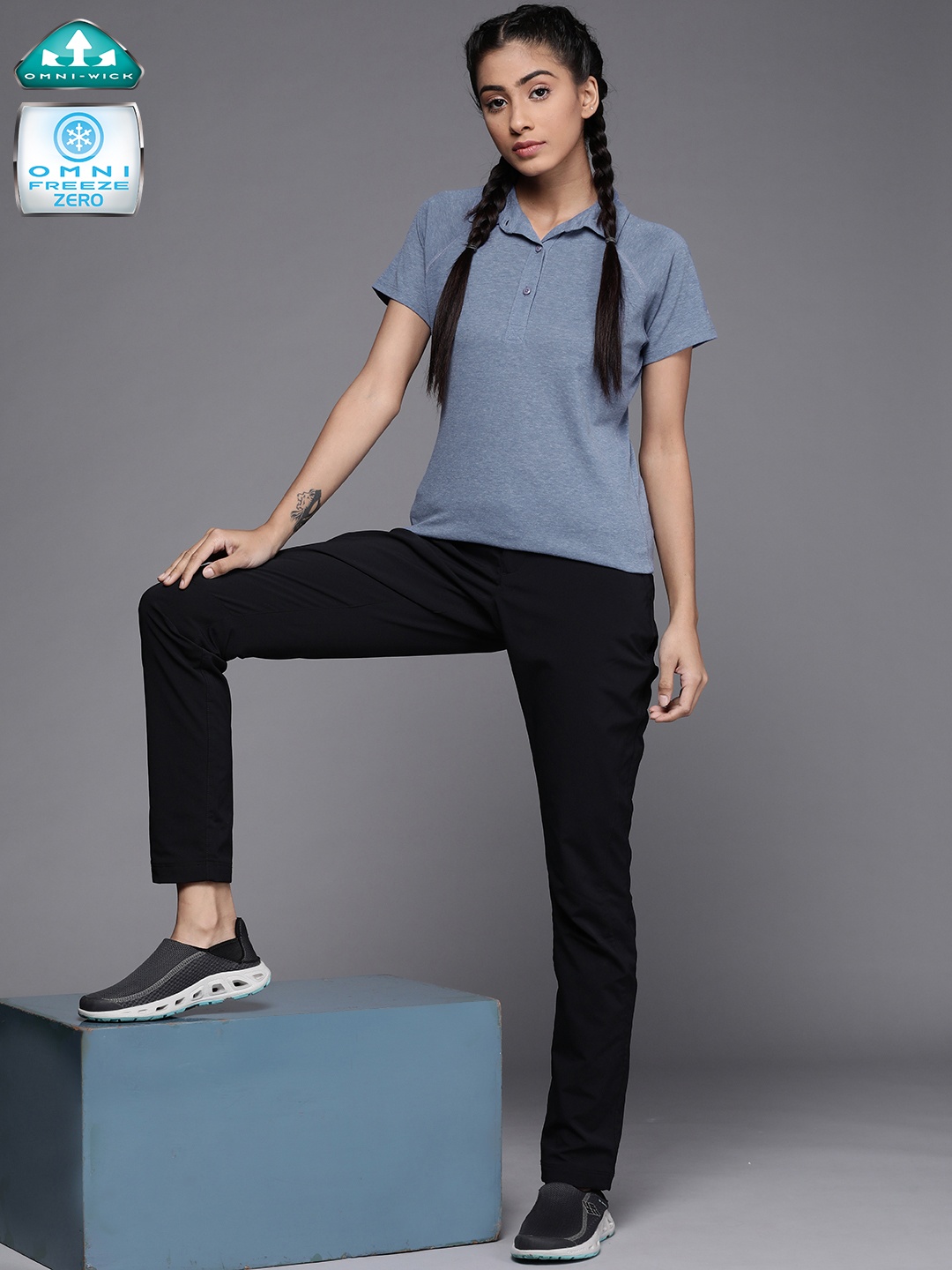 

Columbia Women Blue Silver Ridge Zero Polo Collar T-shirt