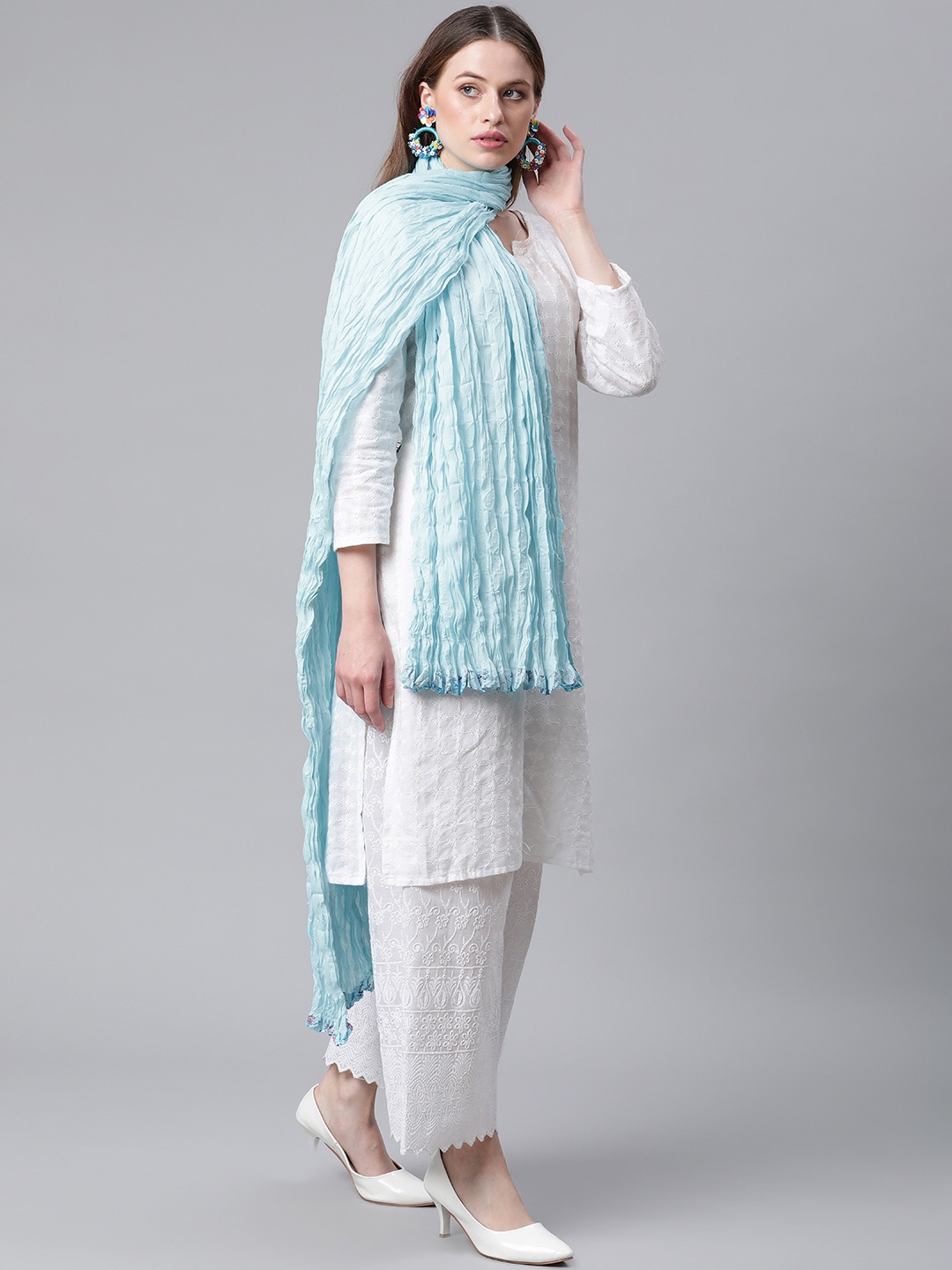 

Rangriti Women Blue Crinkled Dupatta