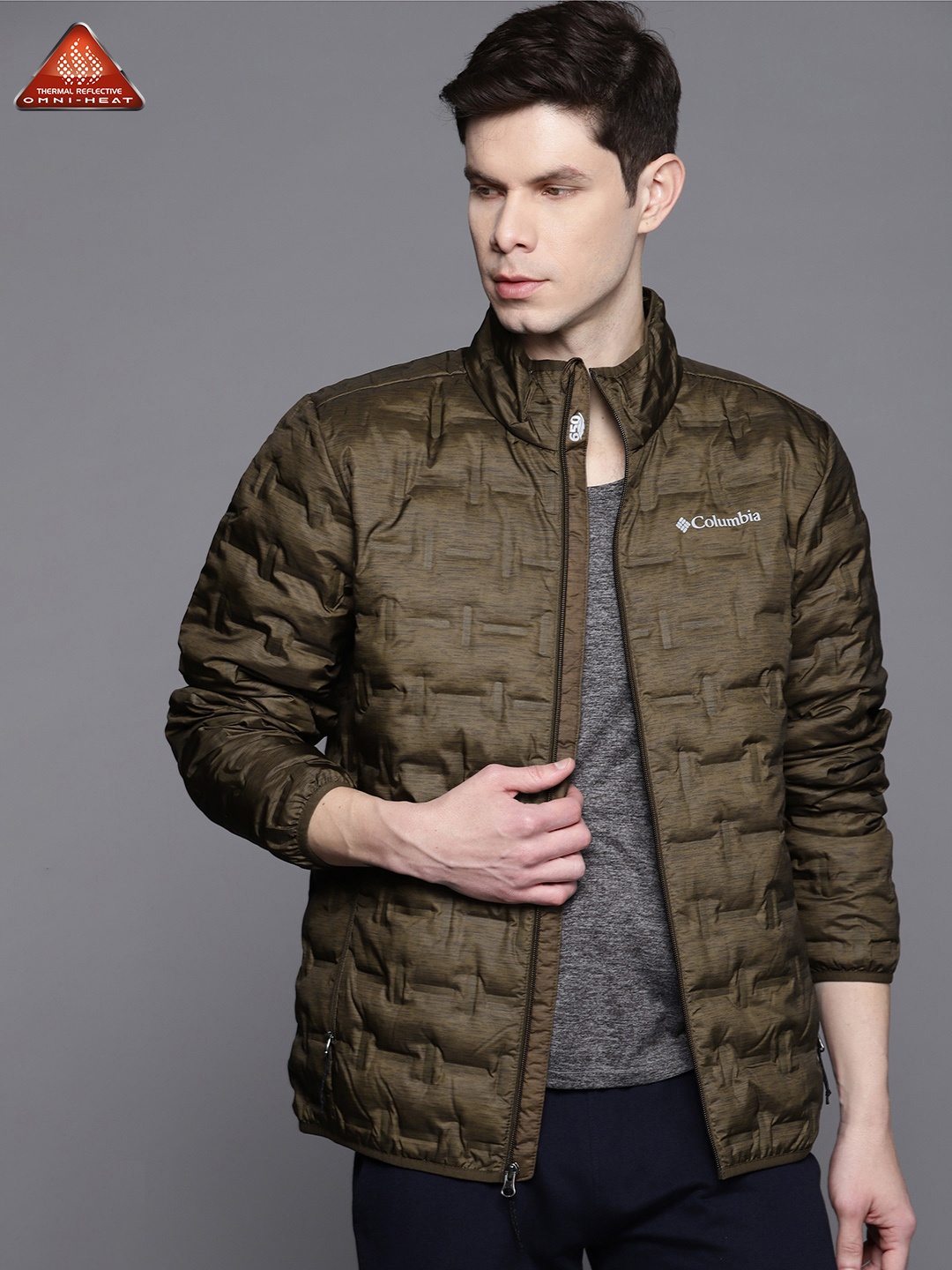 

Columbia Men Olive Green Delta Ridge Down Insulator Quilted Hiking Jacket