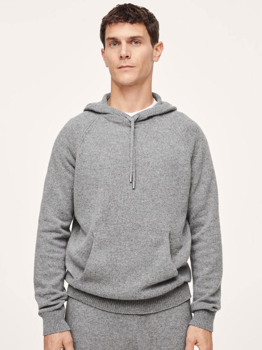 

MANGO MAN Grey Melange Solid Pullover