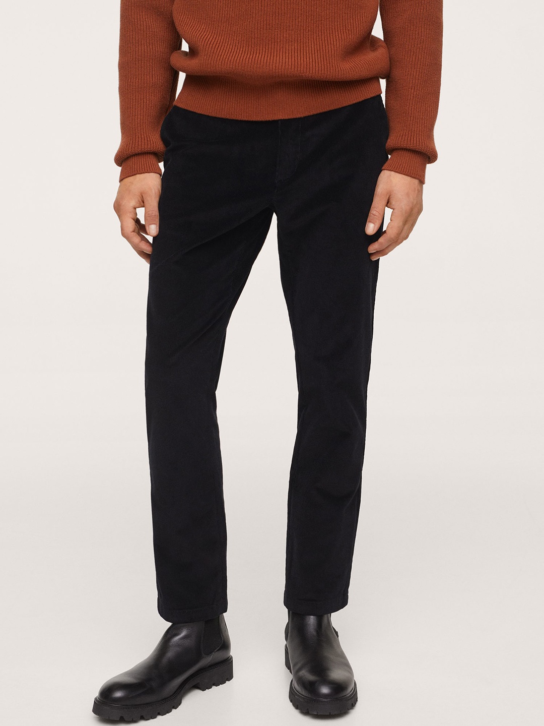 

MANGO MAN Black Tapered Fit Trousers