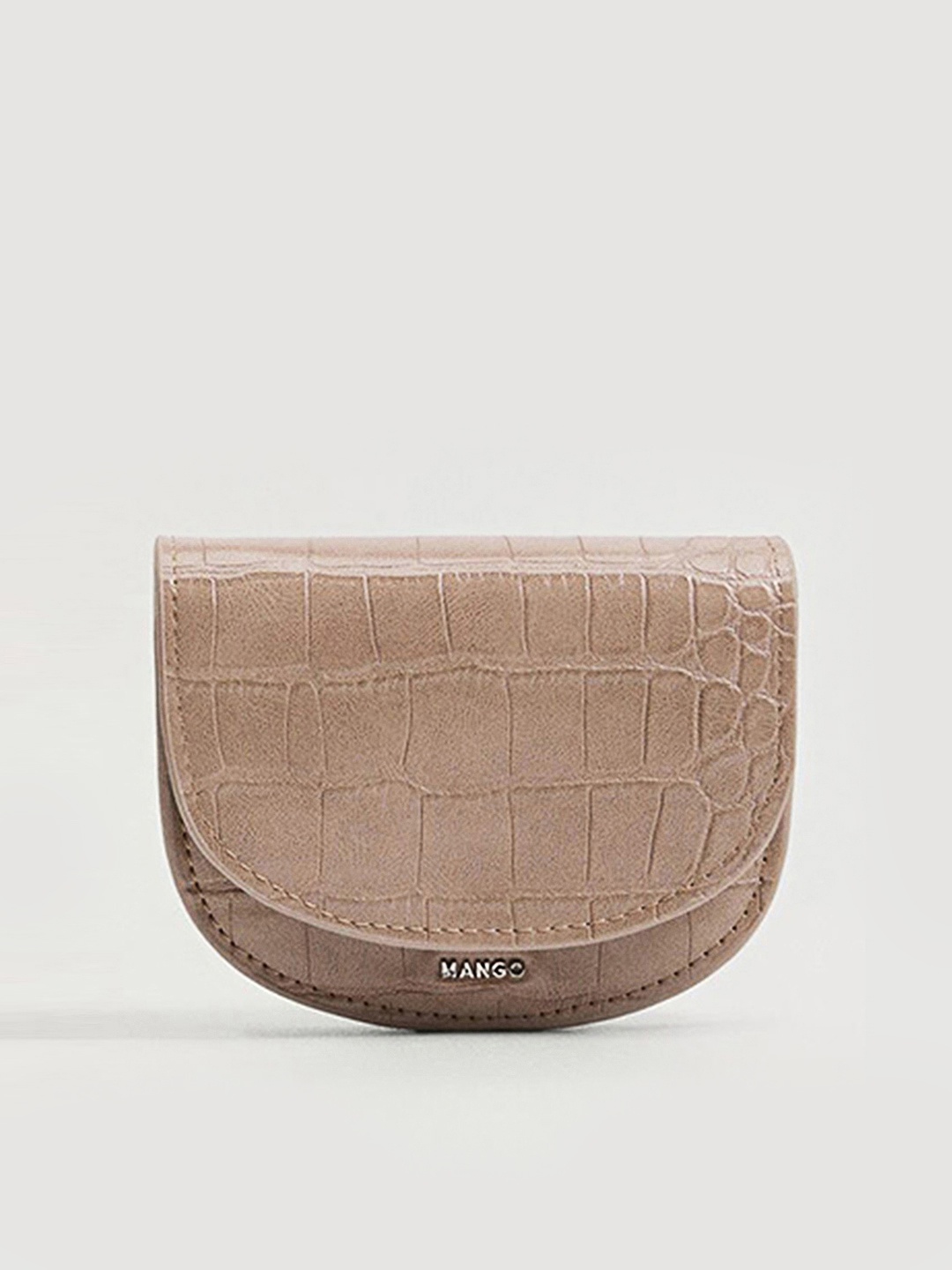 

MANGO Beige Croc Textured Coin Purse