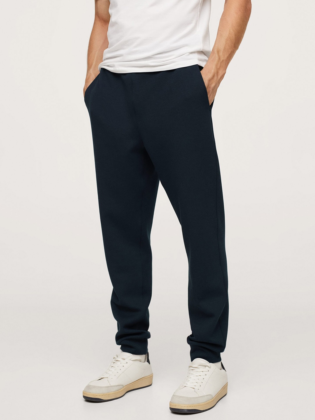 

MANGO MAN Men Navy Blue Joggers Trousers