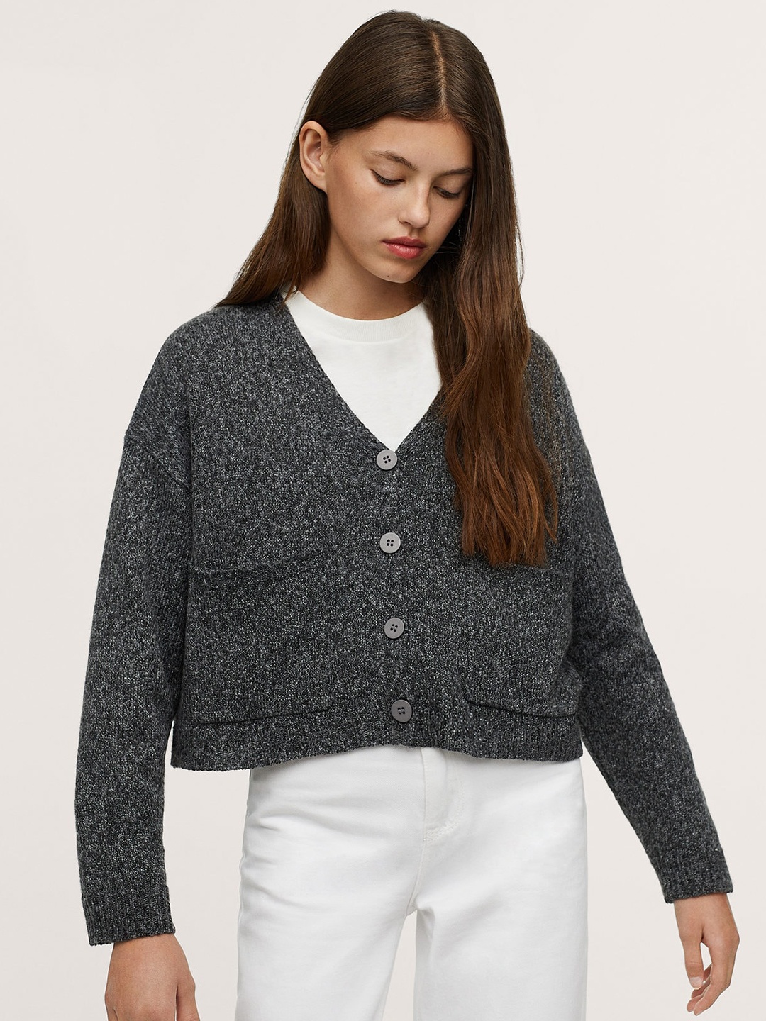 

Mango Kids Girls Charcoal Grey Grindle Effect Cardigan
