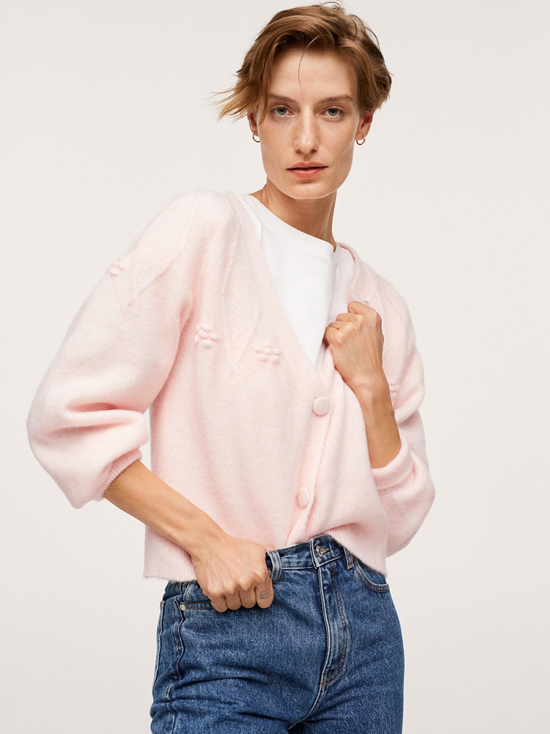 

MANGO Women Pink Cardigan