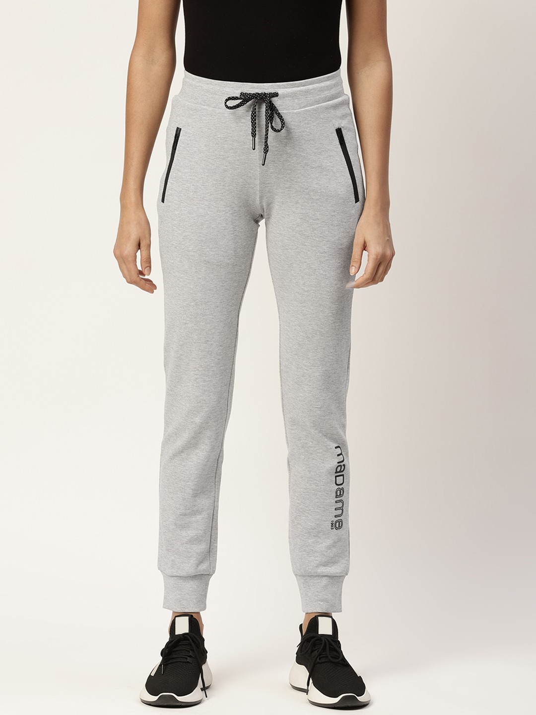 

Madame Women Grey Solid Regular Fit Joggers