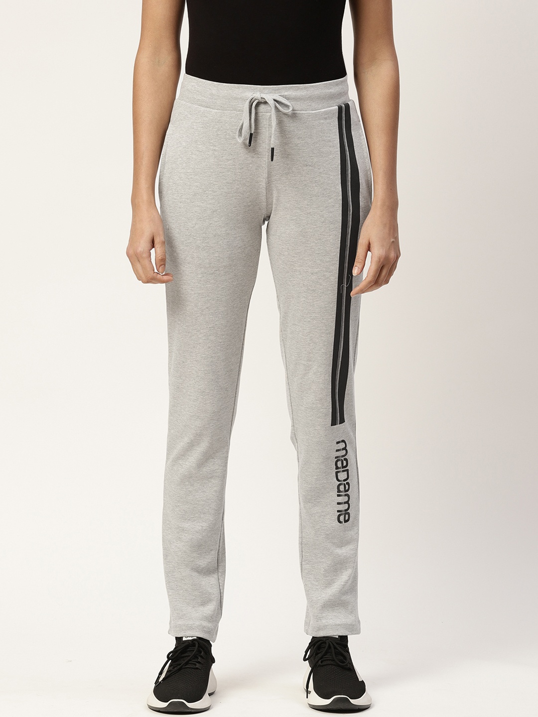

Madame Women Grey Printed Regular Fit Track Pants