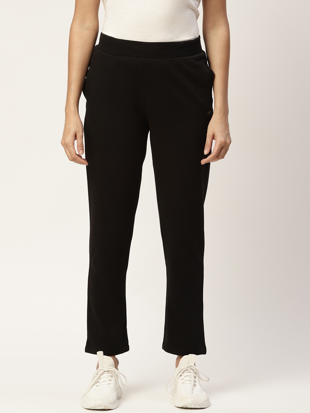 

Madame Women Black Solid Regular Fit Track Pants