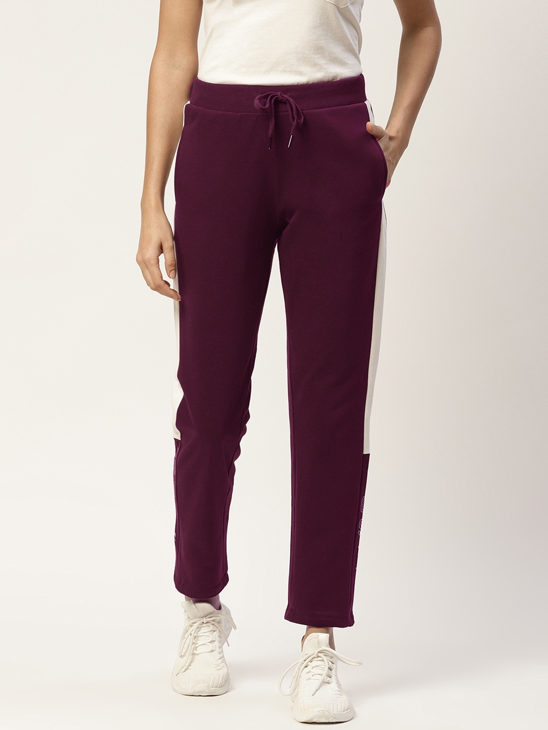 

Madame Women Burgundy Solid Regular Fit Track Pants