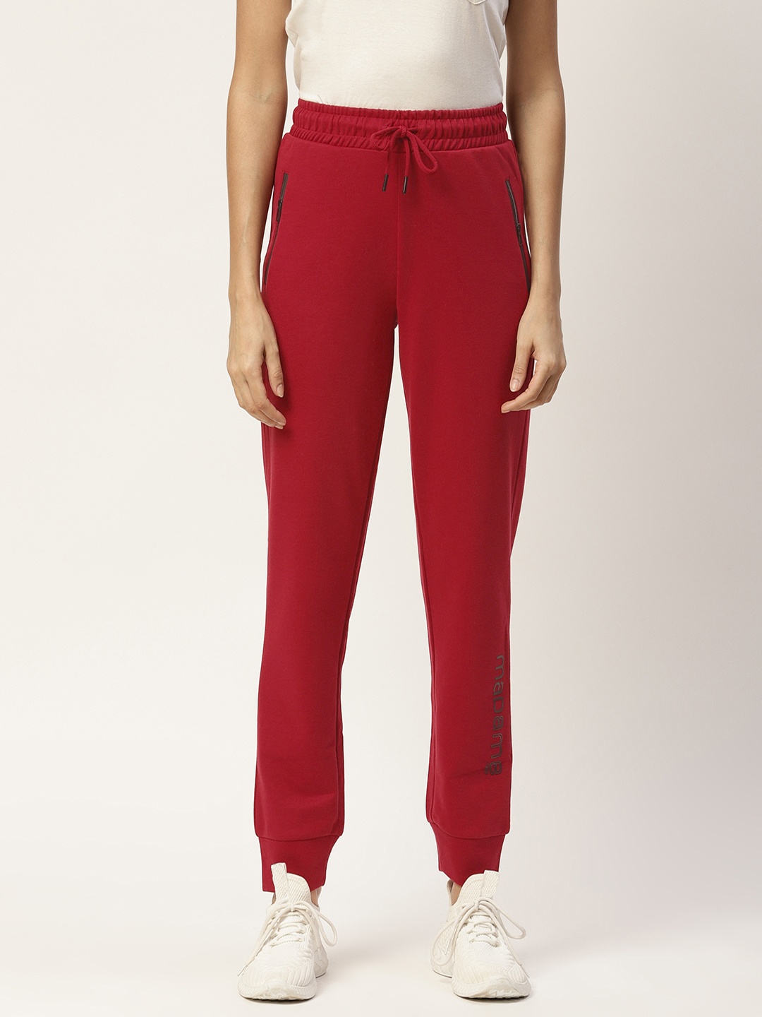 

Madame Women Red Solid Regular Fit Joggers