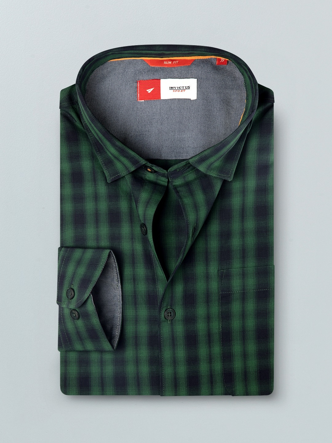 

INVICTUS Men Green & Navy Slim Fit Cotton Tartan Checked Casual Shirt