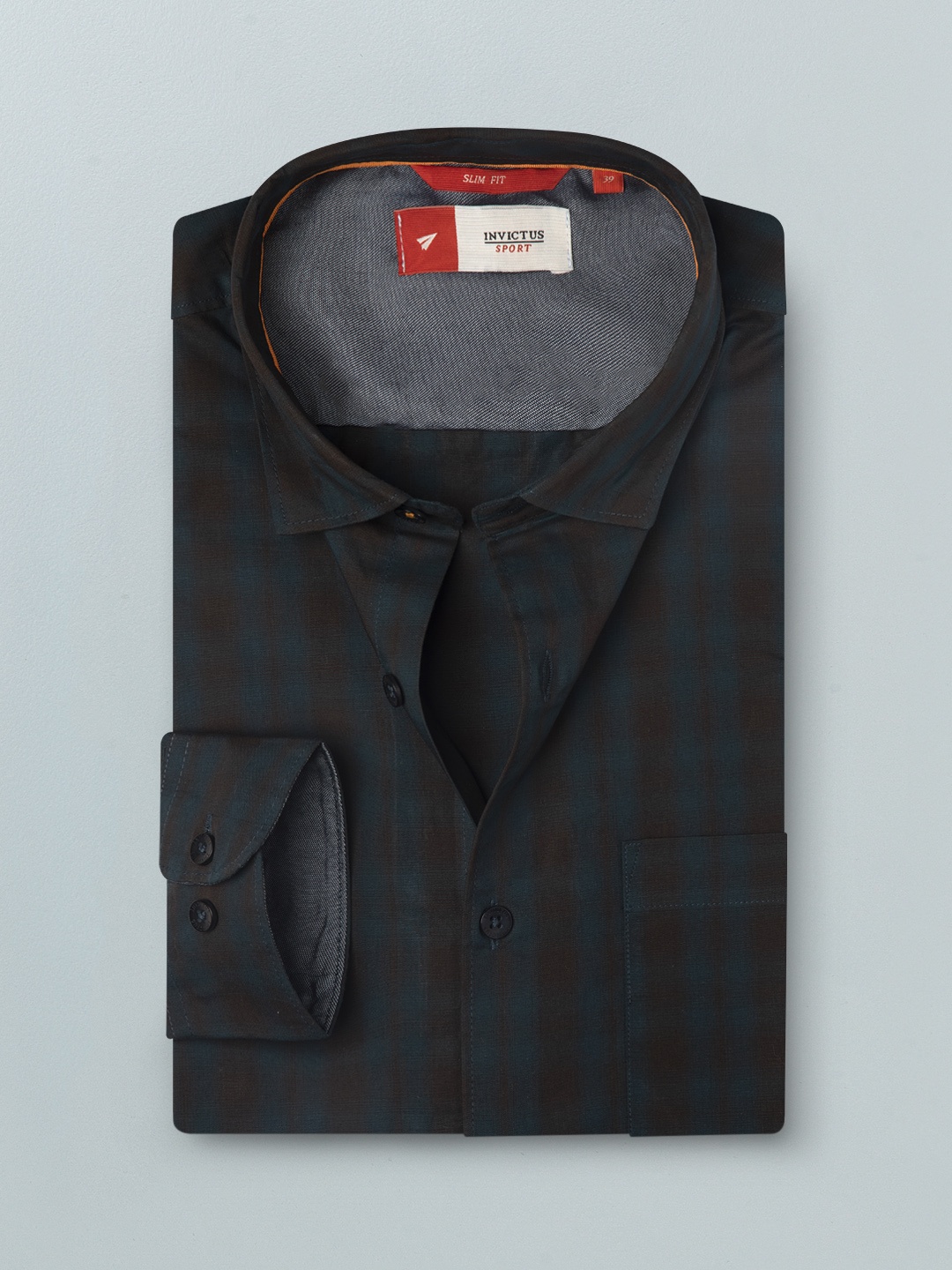 

INVICTUS Men Blue & Black Slim Fit Opaque Checked Casual Shirt