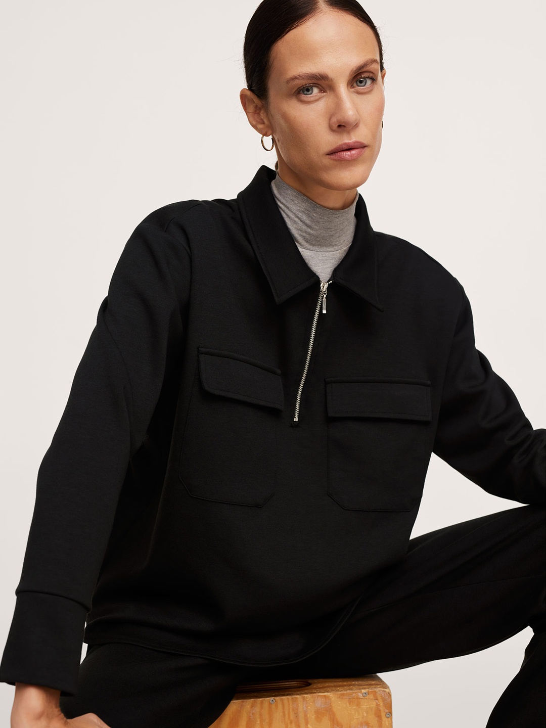 

MANGO Women Black Sweatshirt