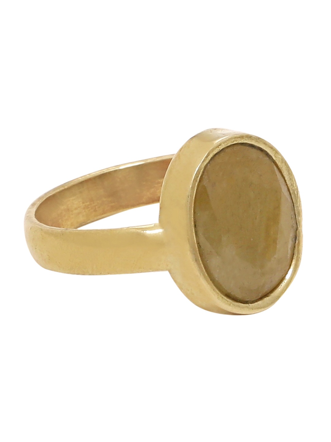 

Dare by Voylla Men Gold-Toned & Yellow Sapphire Stone Studded Antique Finger Ring