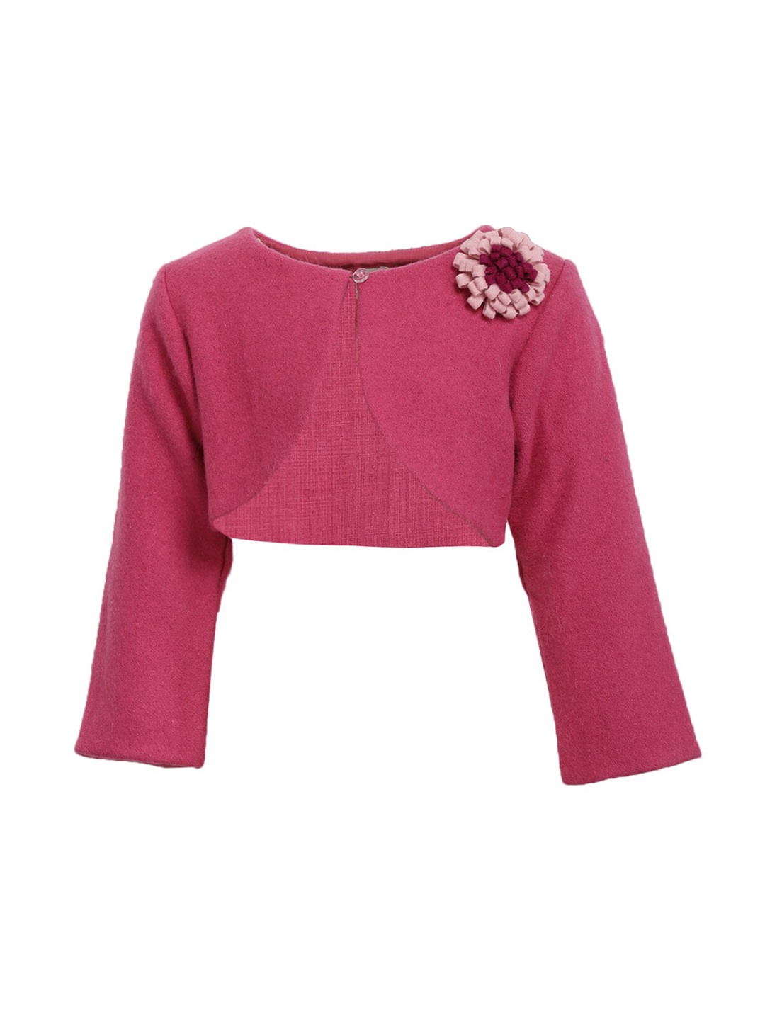 

A Little Fable Girls Pink Embroidered Shrug