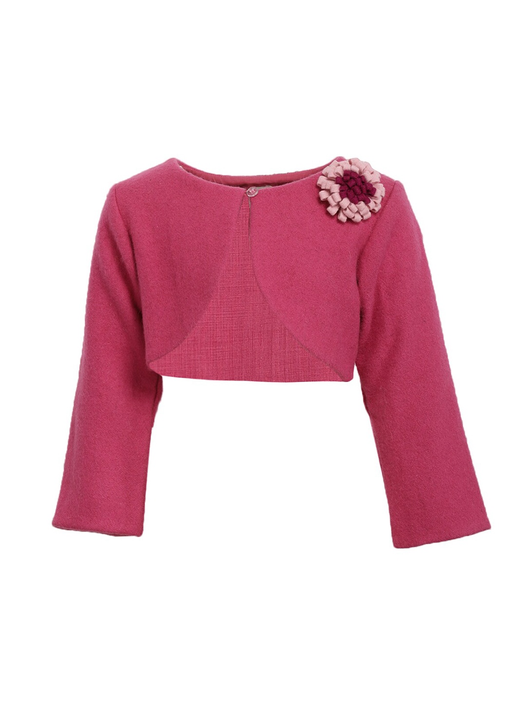 

A Little Fable Girls Pink Embroidered Button Shrug