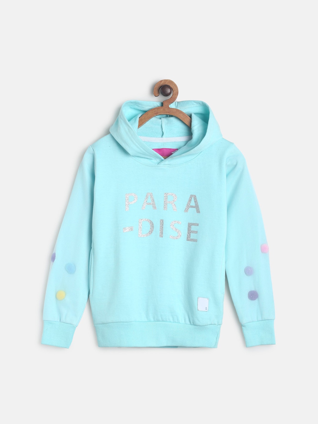 

TALES & STORIES Girls Blue Printed Hooded Polycotton Sweatshirt