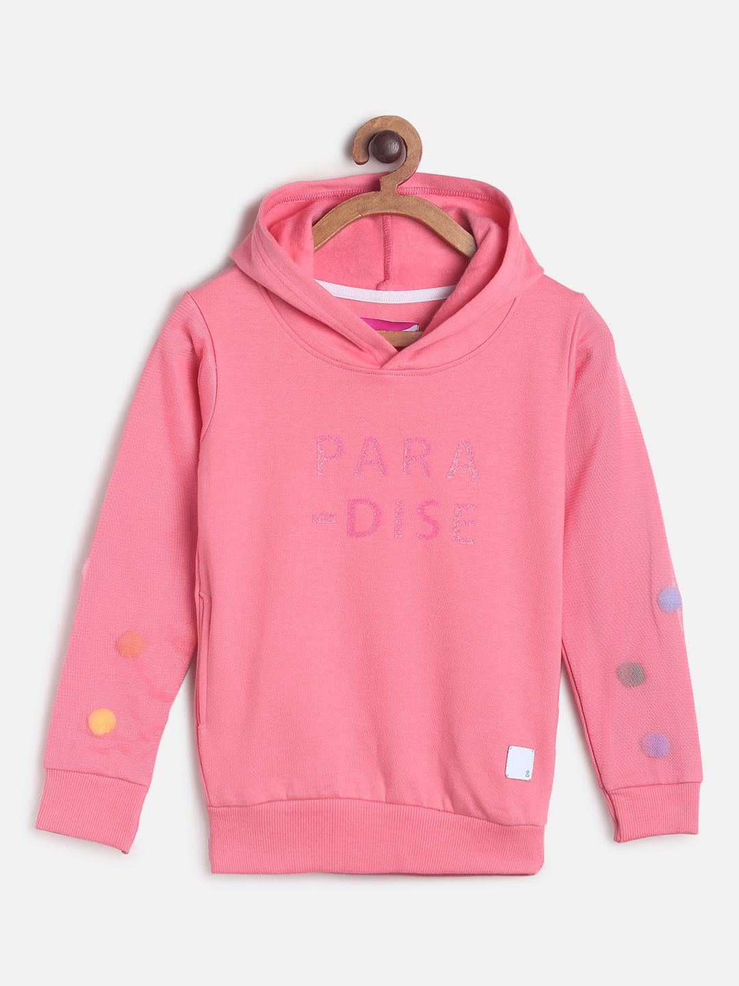 

TALES & STORIES Girls Pink Printed Hooded Sweatshirt