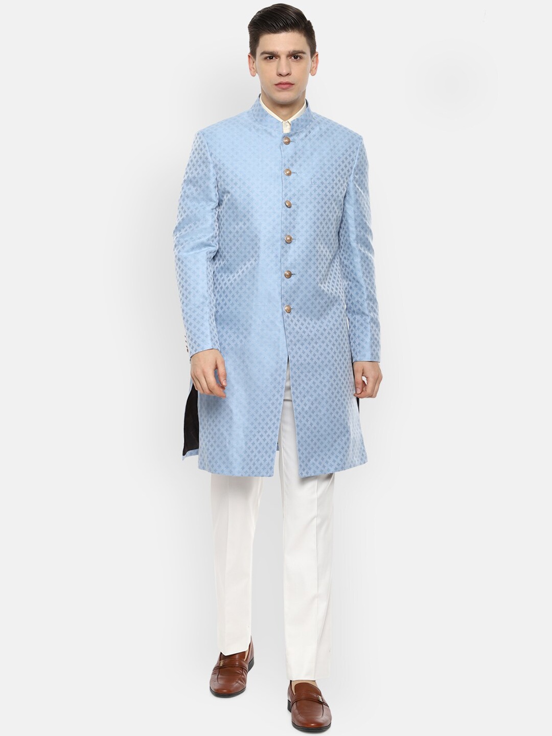 

V Dot Men Blue & White Two Piece Suit